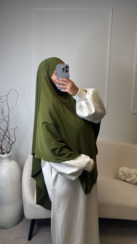 Khimar jersey Premium maxi [ olive ]