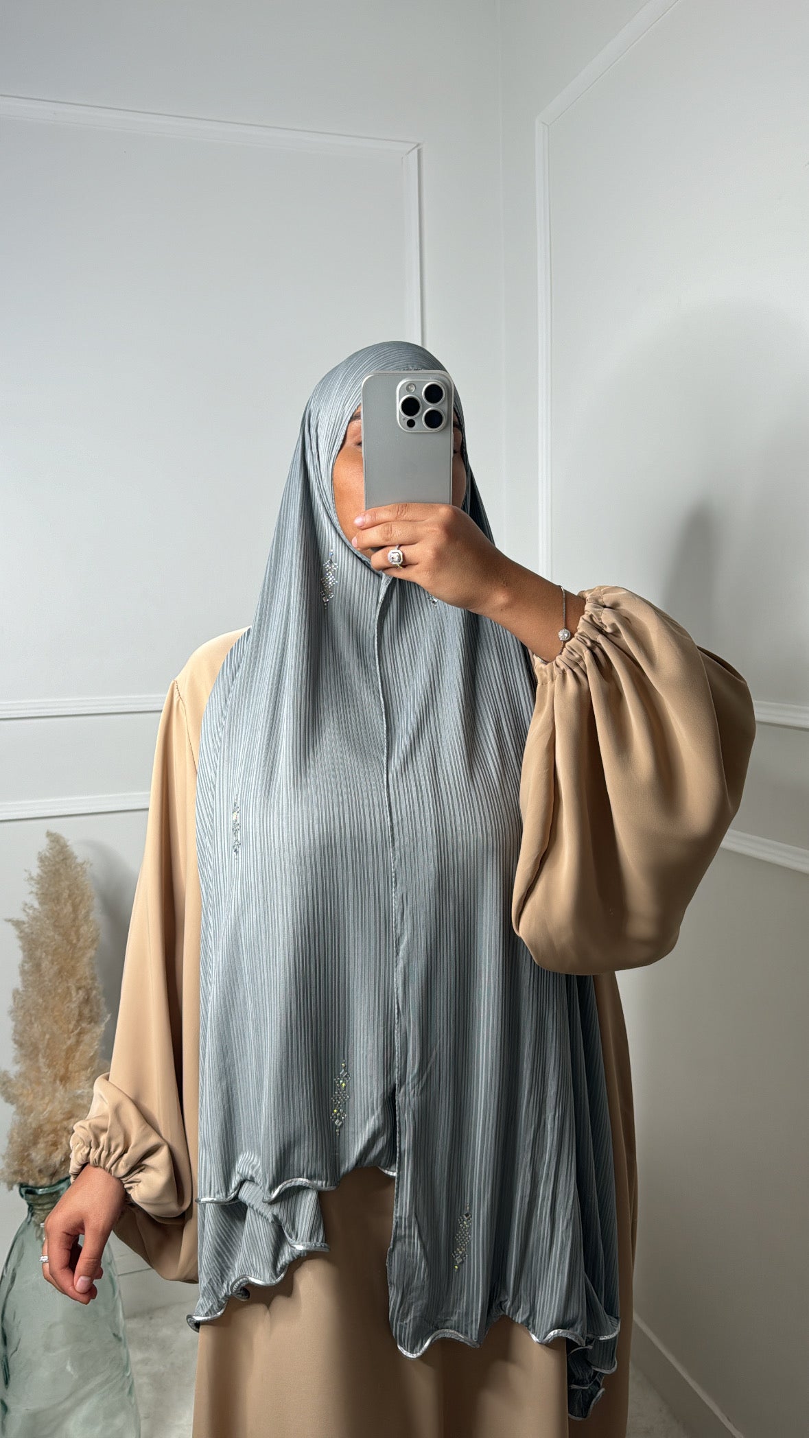 Hijab à strass [ Gris ]