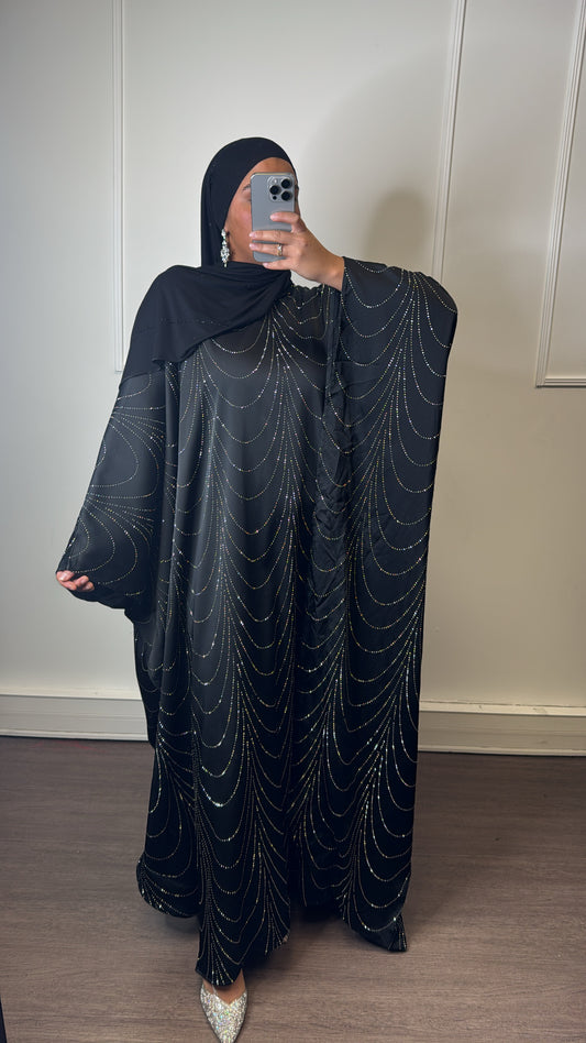 Abaya strass [ noir]