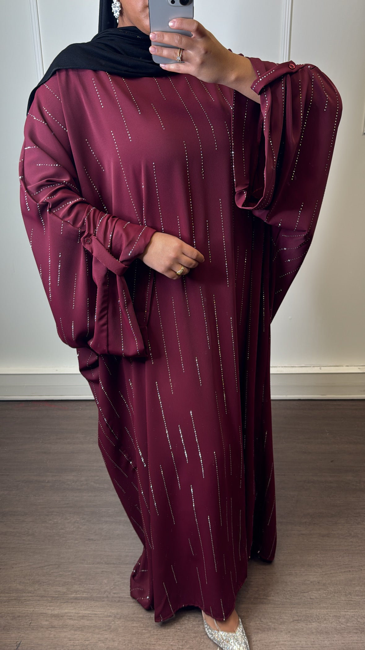 Abaya  strass [ bordeau]